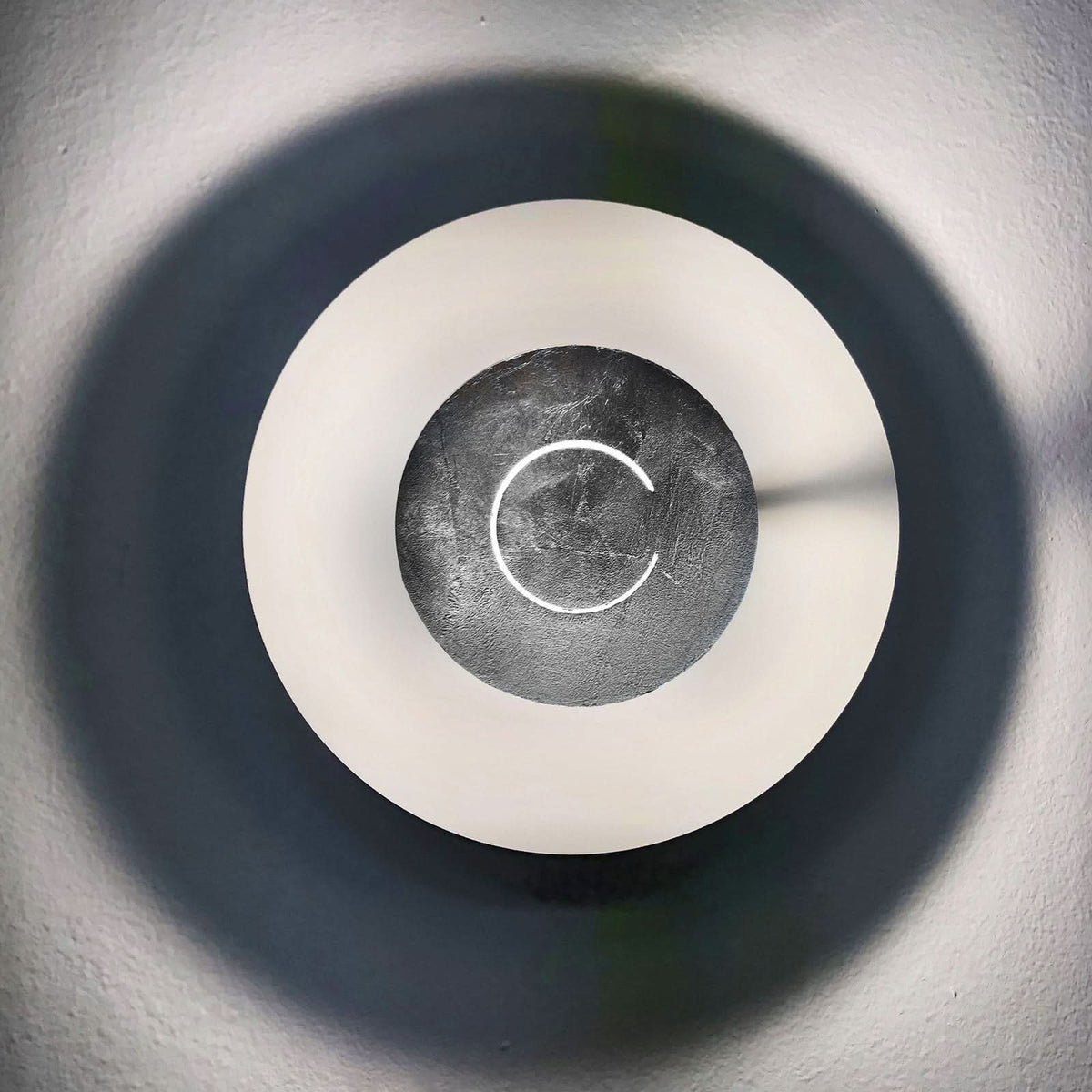 Applique murale LED DoppioZero en acier, blanc et feuille d'argent, Ø 30 cm