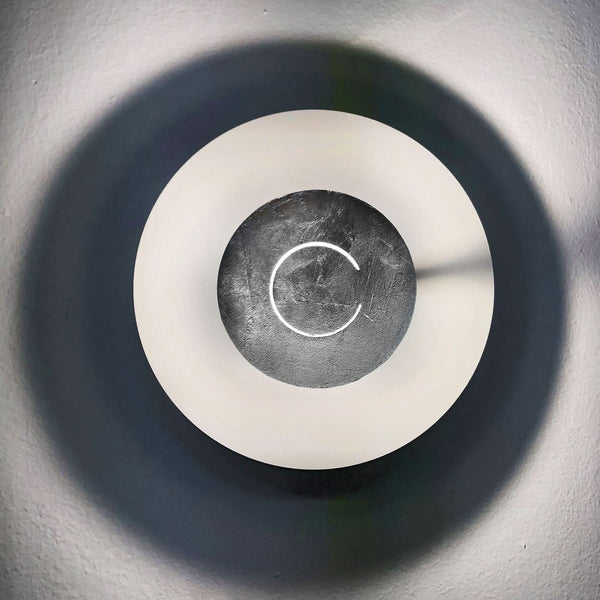 Applique murale LED DoppioZero en acier, blanc et feuille d'argent, Ø 30 cm