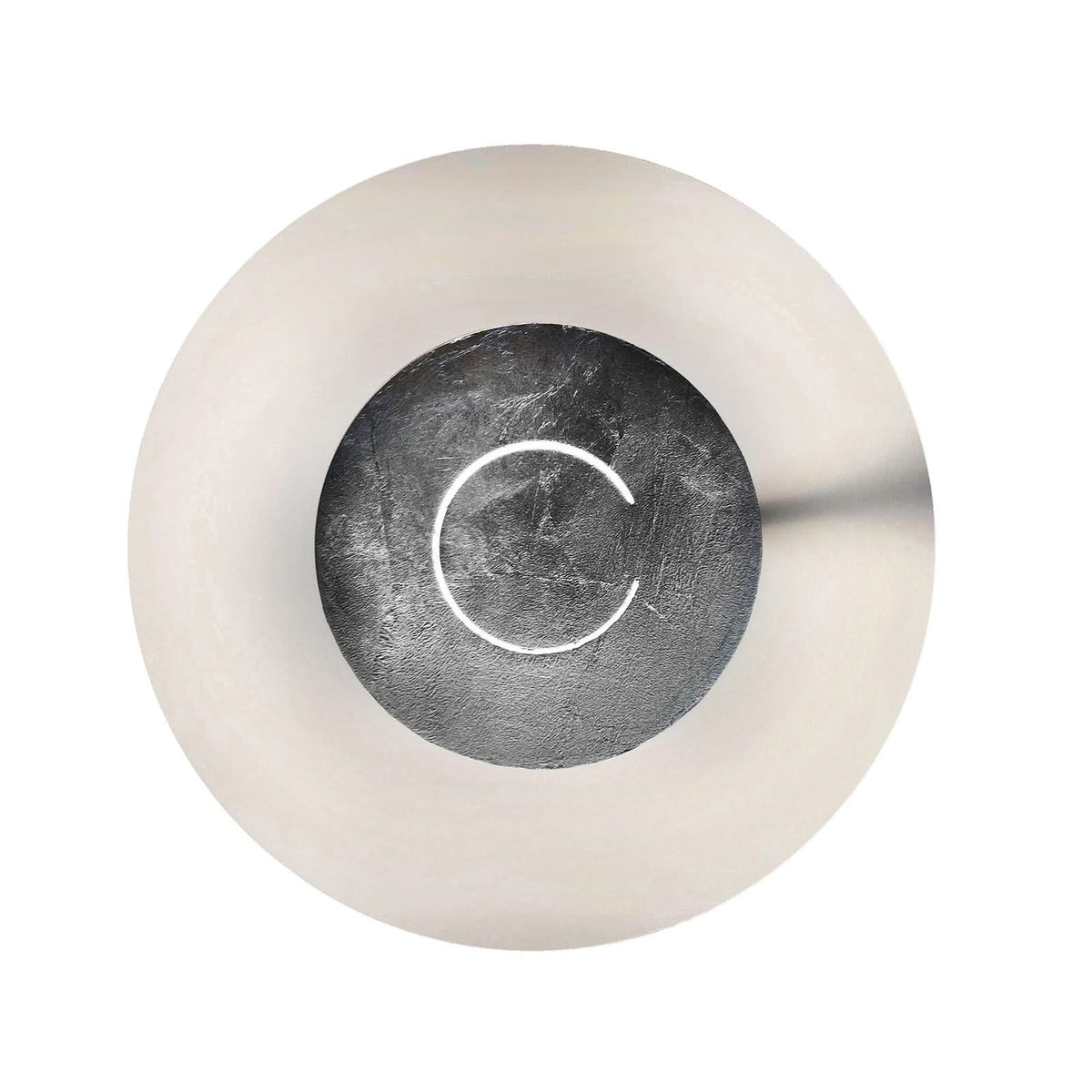 Applique murale LED DoppioZero en acier, blanc et feuille d'argent, Ø 30 cm