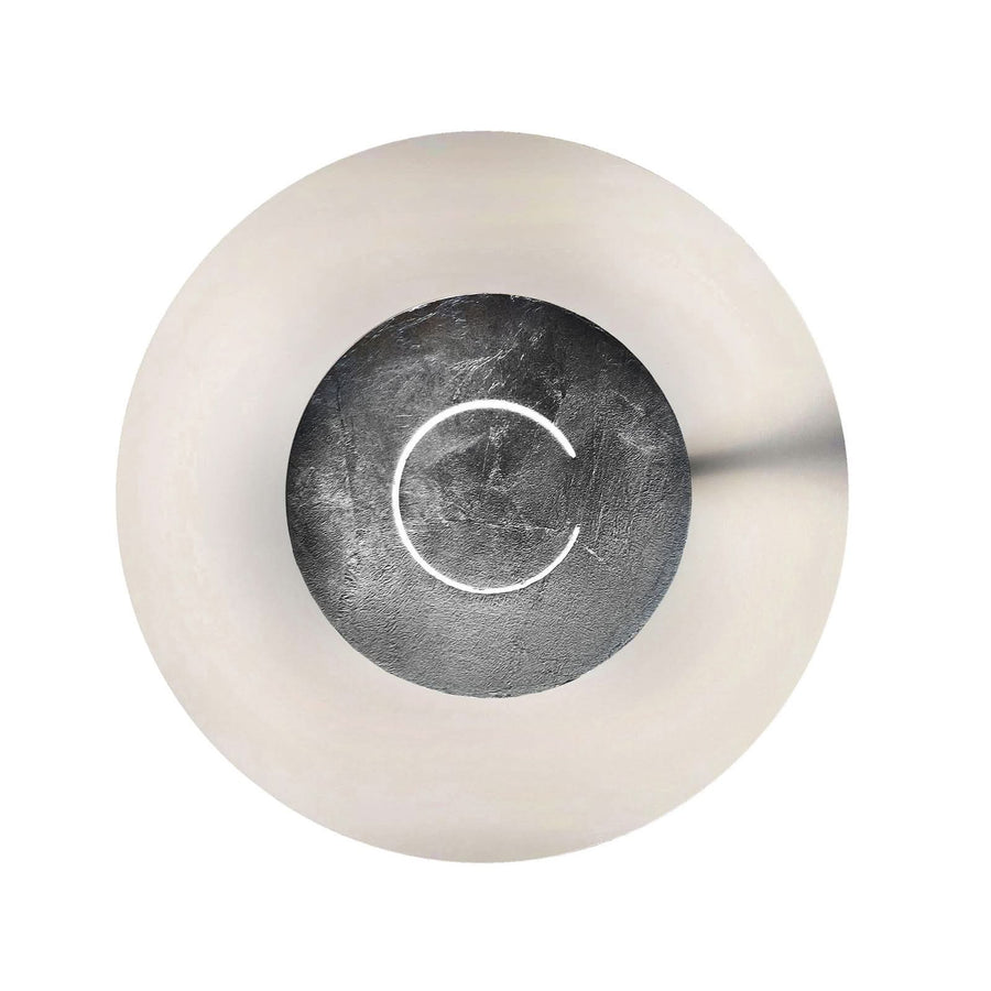 Applique murale LED DoppioZero en acier, blanc et feuille d'argent, Ø 30 cm