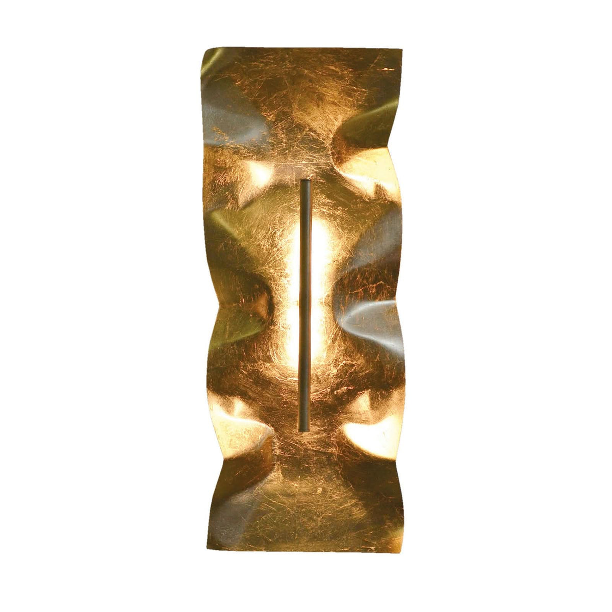 Applique murale LED Crash Tube en acier, feuille d'or, hauteur 60 cm