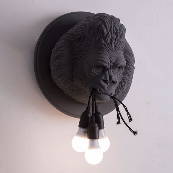 Applique murale Ugo Rilla en céramique, gris mat, 3 lumières, Ø 41,5 cm