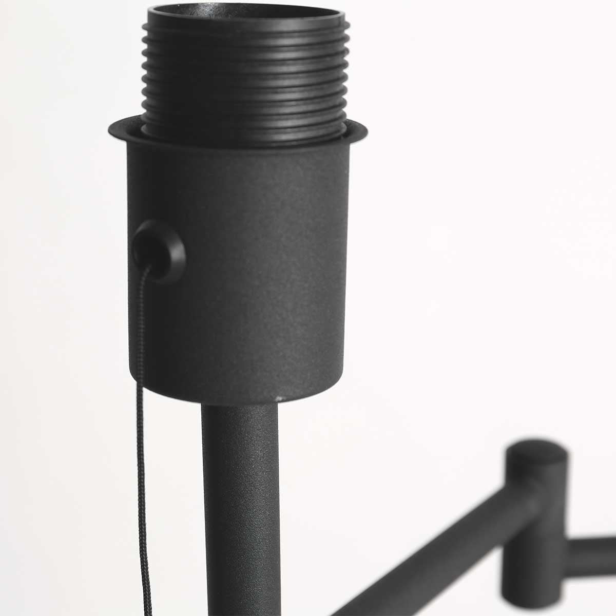 Lampadaire FloraWave noir, abat-jour crème clair Ø30 cm