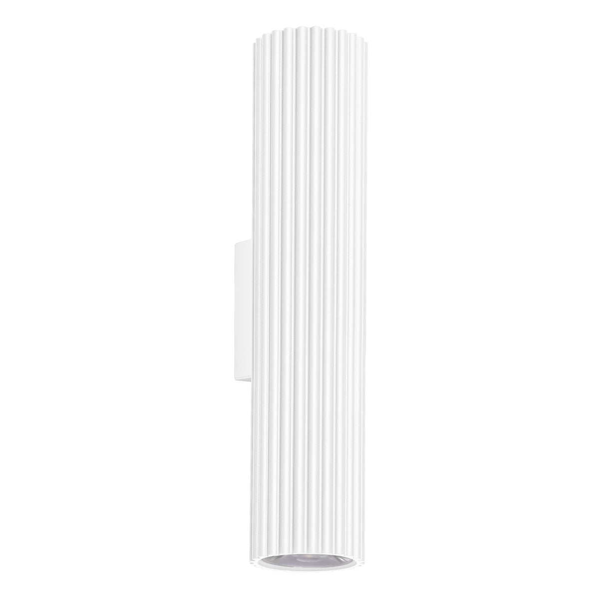 Version blanche de l'applique, cylindre cannelé vu de face sur fond neutre
