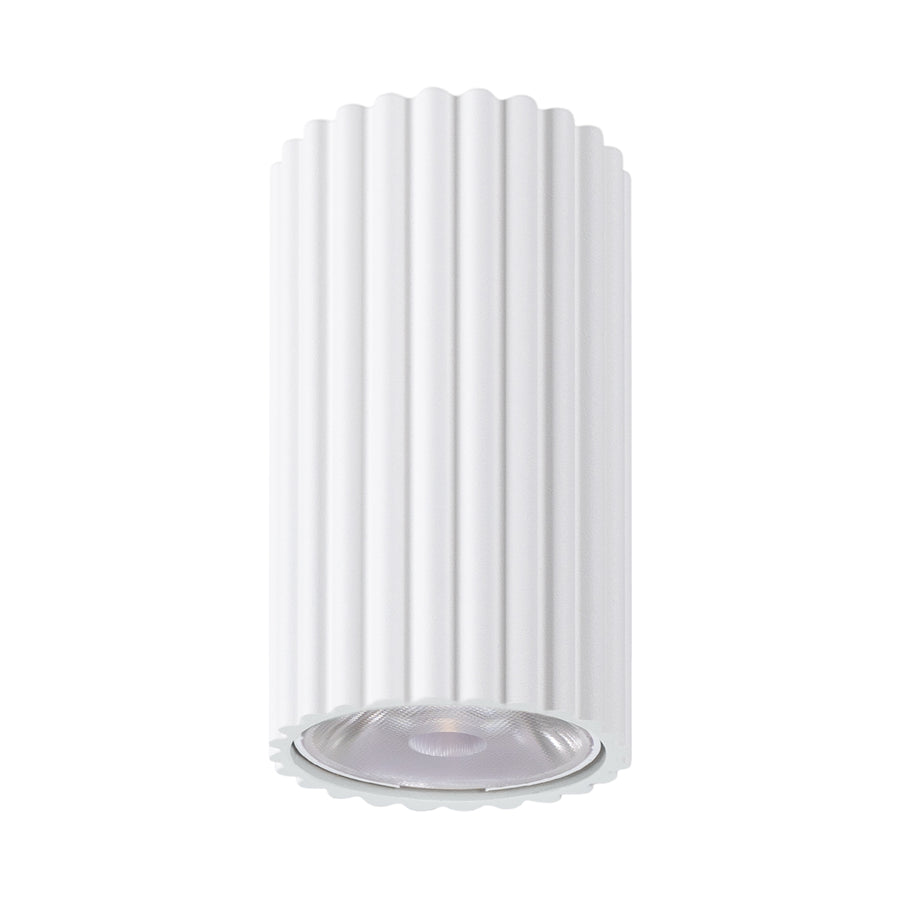 Version blanche du plafonnier cylindrique, détail du bas et de la lentille.
