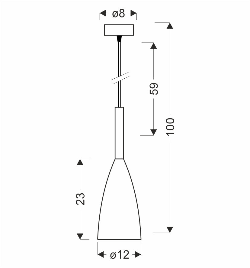 Schéma de dimensions de la suspension avec diamètre et hauteur