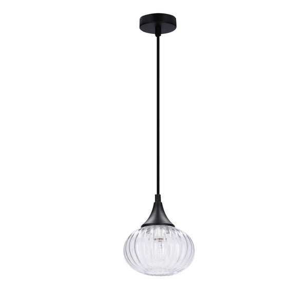 Suspension Exeter noire, verre, L 14,5 cm