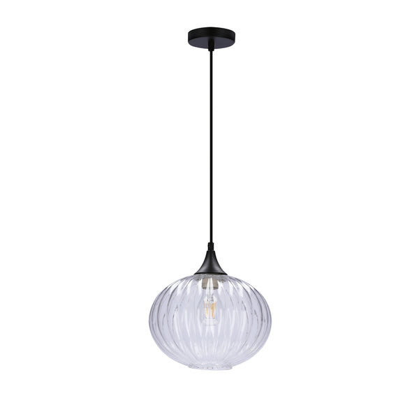 Suspension Exeter noire, verre, L 24 cm