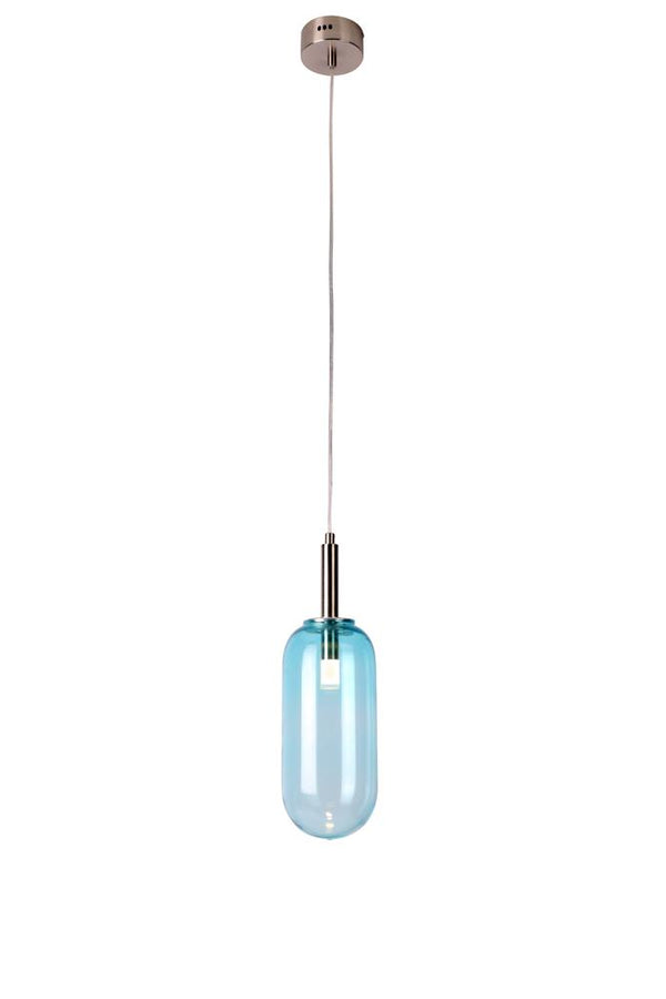 Suspension LED Fiuggi bleue, verre