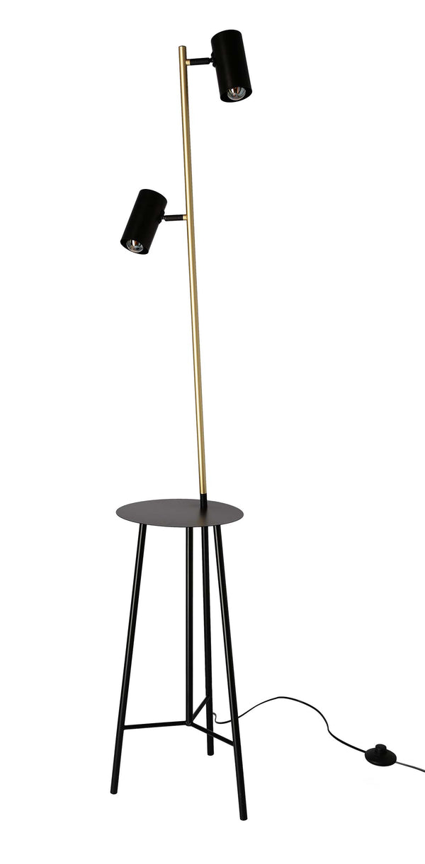 Lampadaire Perret 2 lumières doré et noir