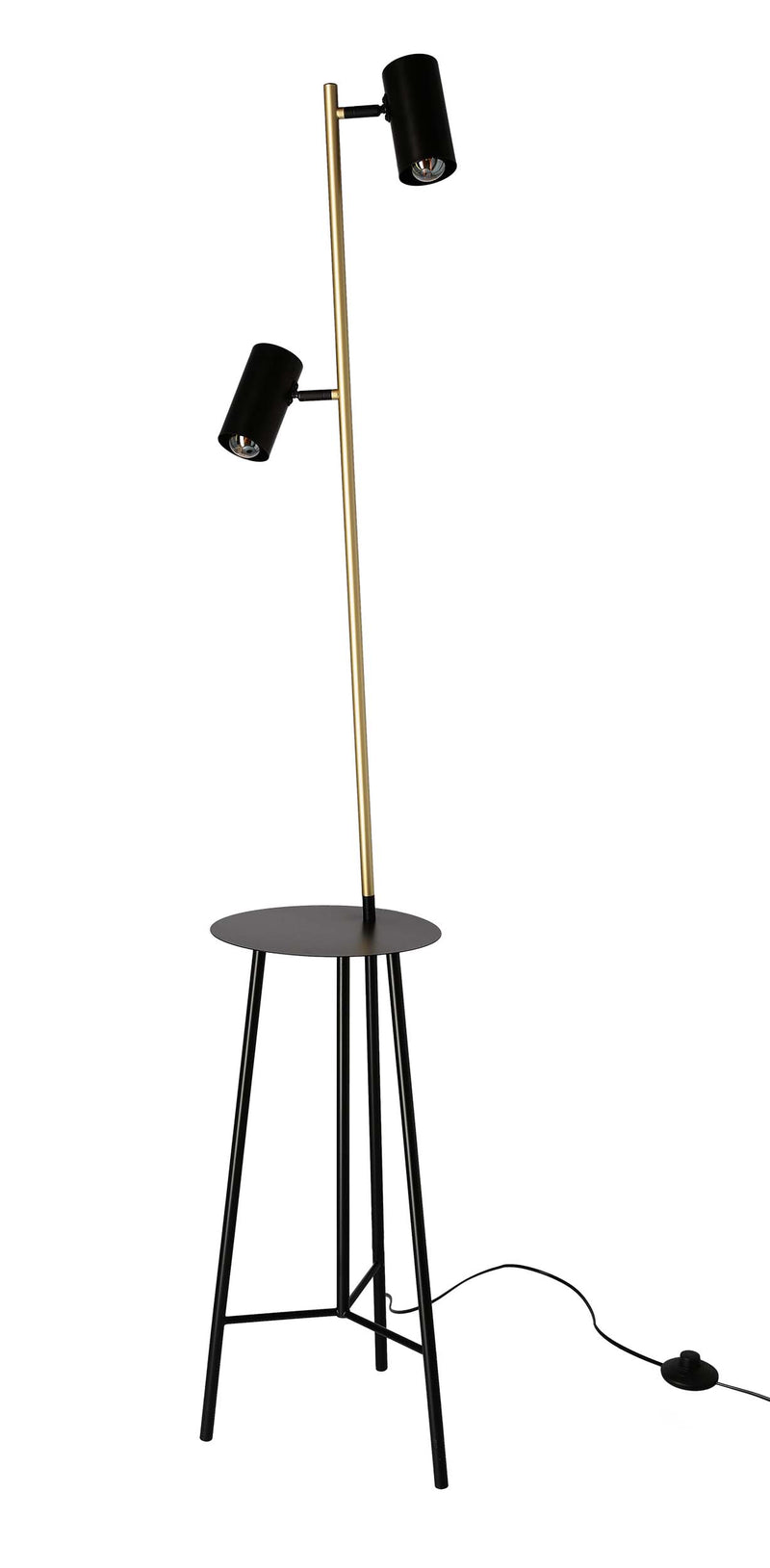 Lampadaire Perret 2 lumières doré et noir