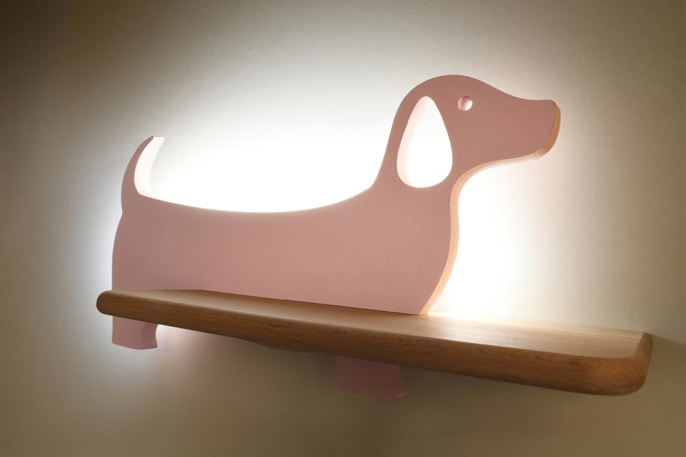 Applique murale LED Dog pour chambre d'enfant, bois (réf. 21-00989)