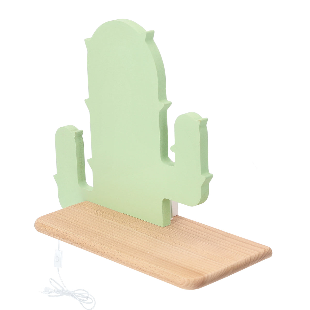 Applique murale LED Cactus 1 pour chambre d'enfant verte, bois