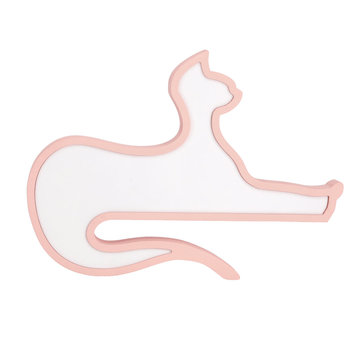 Même lampe chat avec contour rose pâle et face blanche, vue de face.
