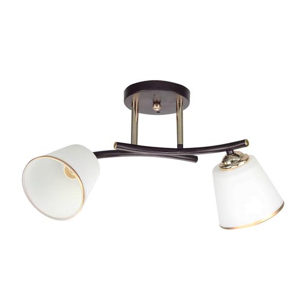 Plafonnier Greco 2 lumières noir et doré, verre