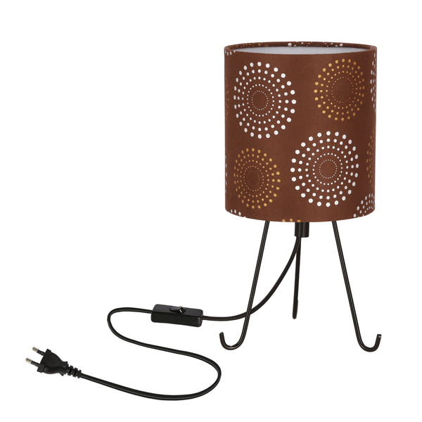 Lampe à poser Smally noire et marron, tissu