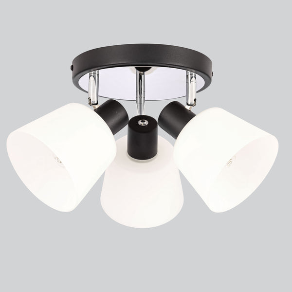 Plafonnier Biloba 3 lumières noir, verre