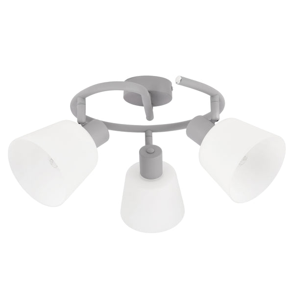 Plafonnier Ginko 3 lumières gris, verre