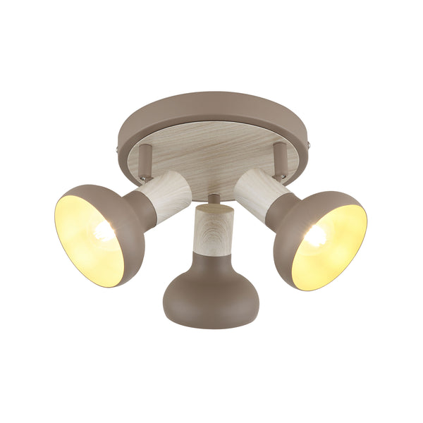 Plafonnier Puerto 3 lumières marron, L 34 cm