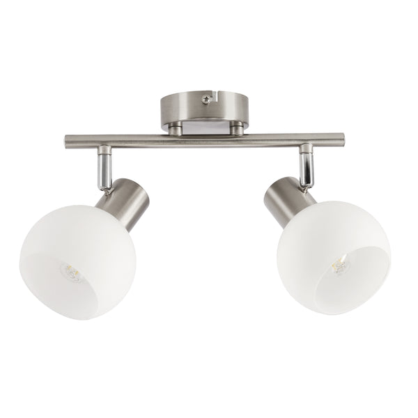 Plafonnier Novo 2 lumières argenté, verre