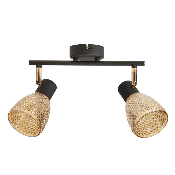 Plafonnier Axel 2 lumières noir, verre