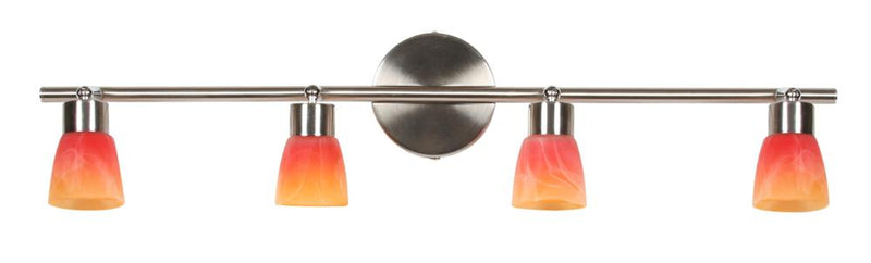 Plafonnier Drops 4 lumières nickel satiné et multicolore, verre