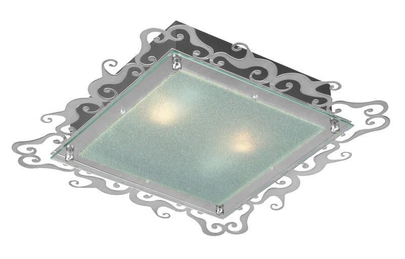 Plafonnier Casablanca 2 lumières nickel satiné, verre