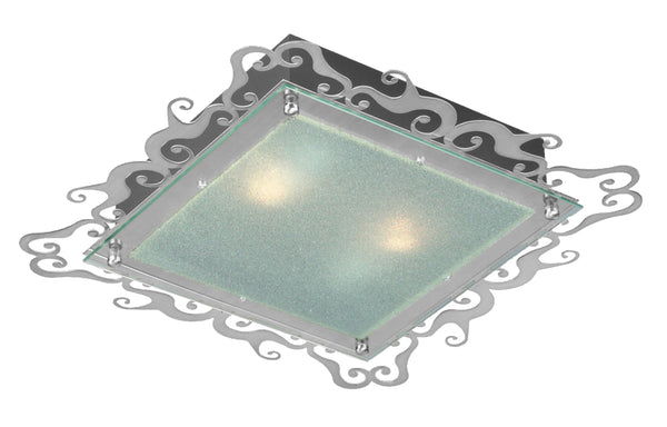 Plafonnier Casablanca 2 lumières nickel satiné, verre