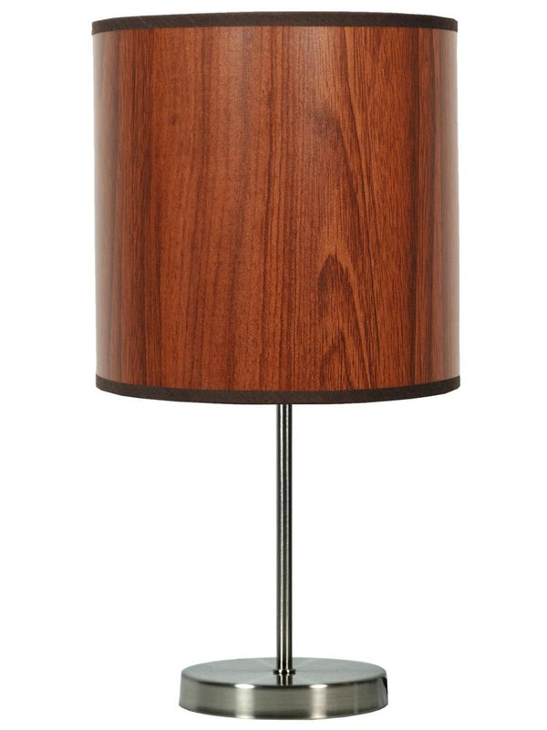 Lampe à poser Timber nickel satiné et chêne