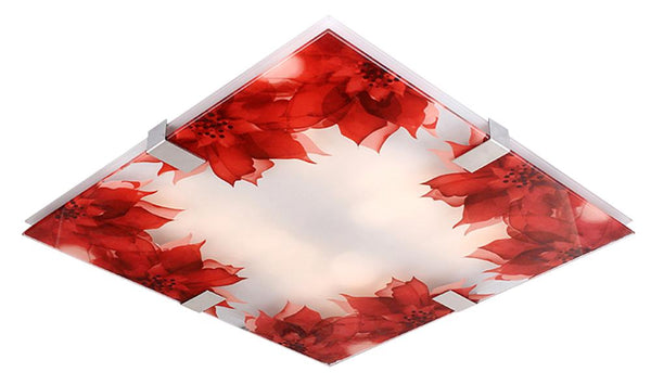 Plafonnier LED Rapsody rouge, verre, L 40 cm, H 10 cm