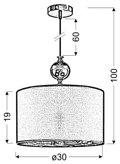 Schéma de dimensions : hauteur totale 100 cm, diamètre 30 cm, hauteur abat-jour 19 cm.