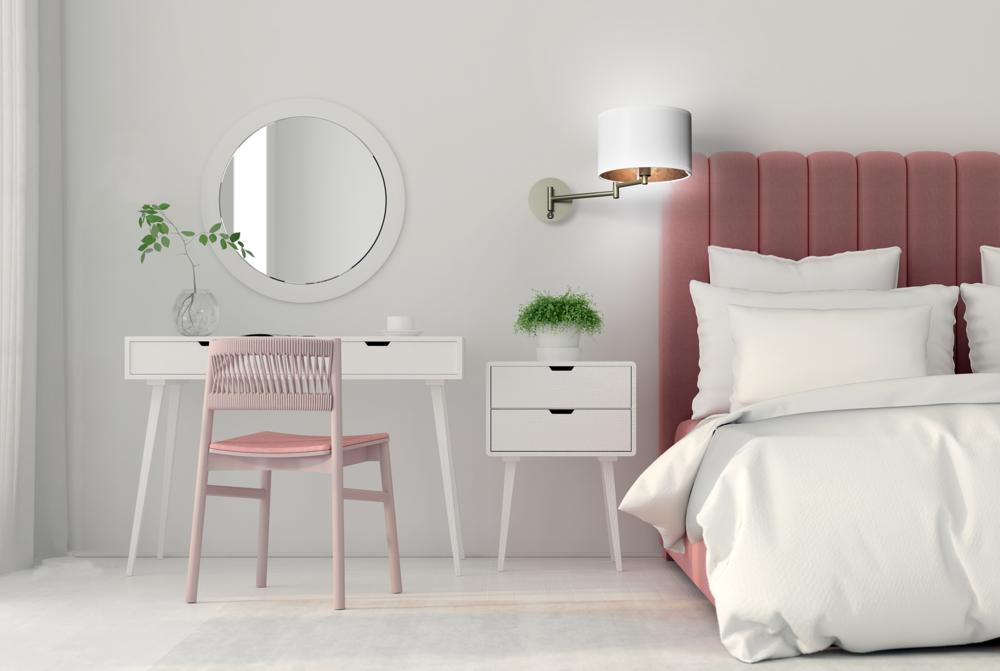 Applique murale Alexia chromée et blanche, tissu