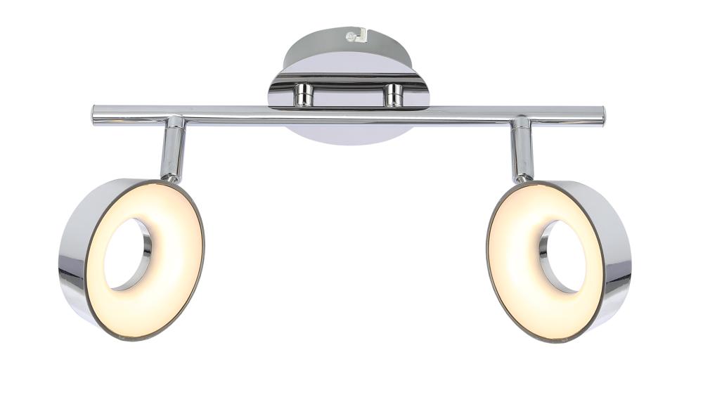 Vue produit sur fond blanc présentant le plafonnier chromé et ses deux spots orientables