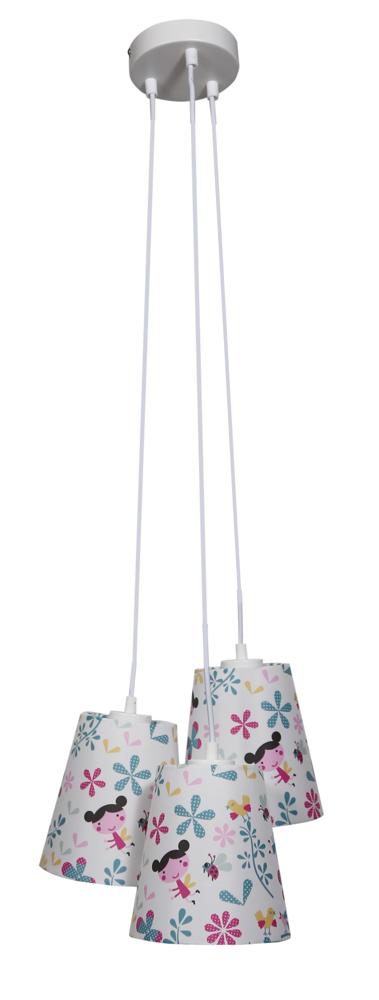 Suspension Girl 3 lumières blanche, tissu