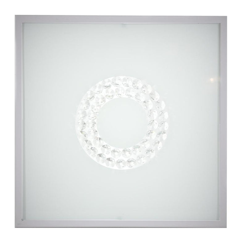 Plafonnier LED Lux nickel satiné, verre (réf. 10-64509)