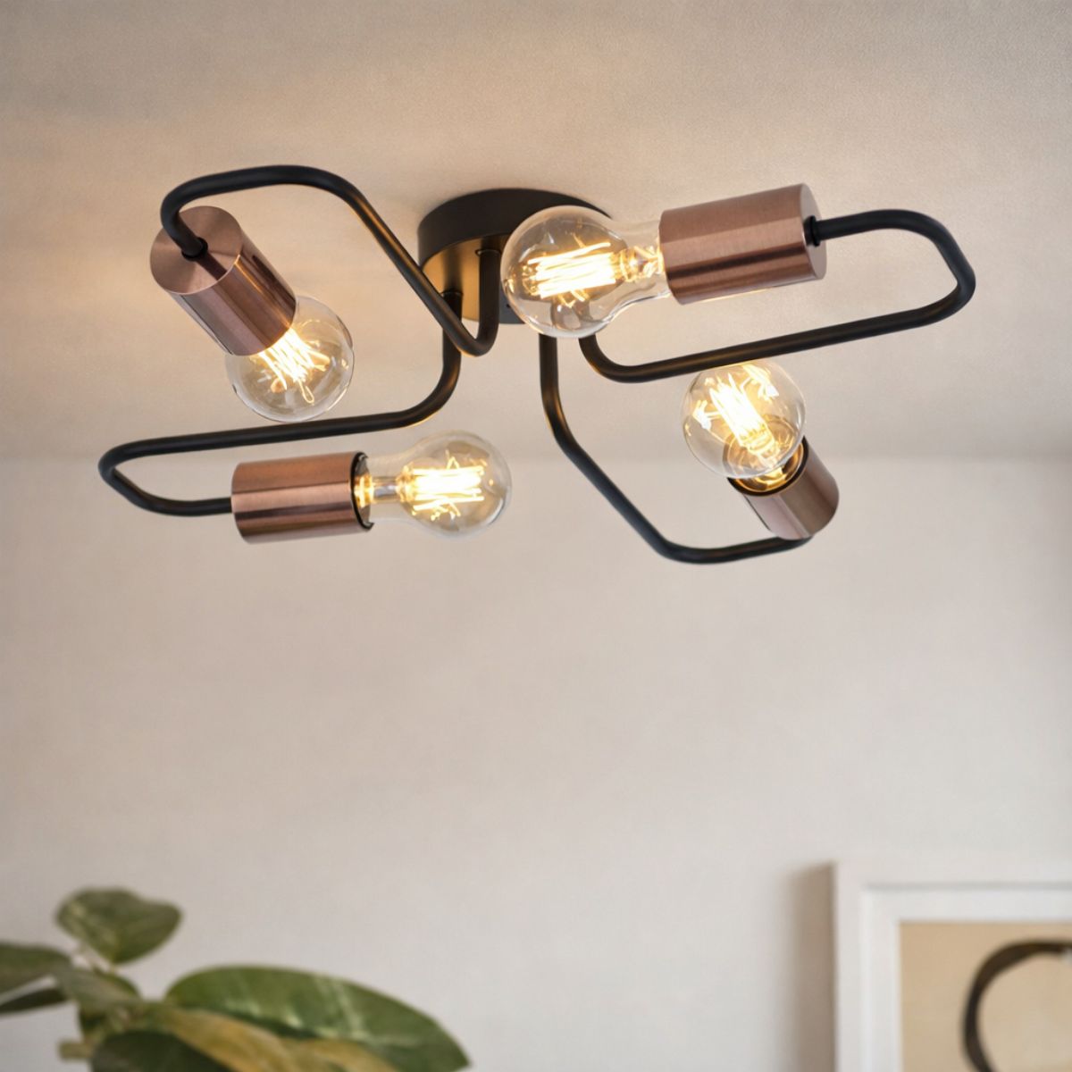 Suspension Herpe 4 lumières noire