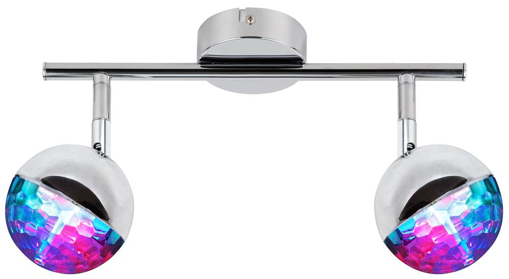 Plafonnier LED Party 2 lumières RGB chromé