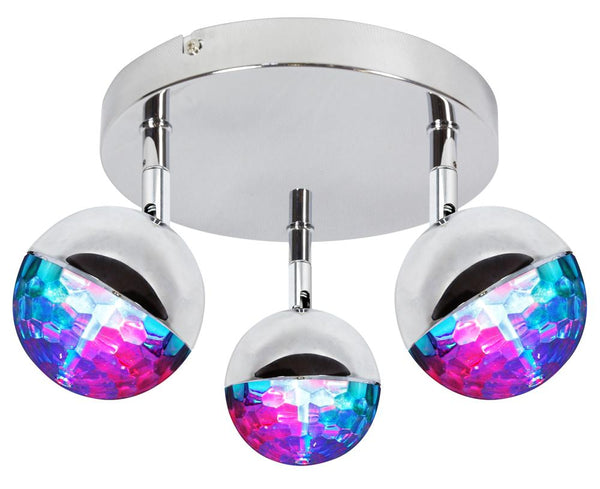 Plafonnier LED Party 3 lumières RGB chromé, L 32 cm