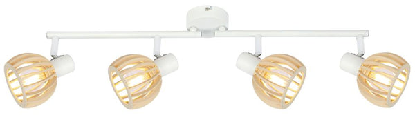 Plafonnier Atarri 4 lumières blanc, bois