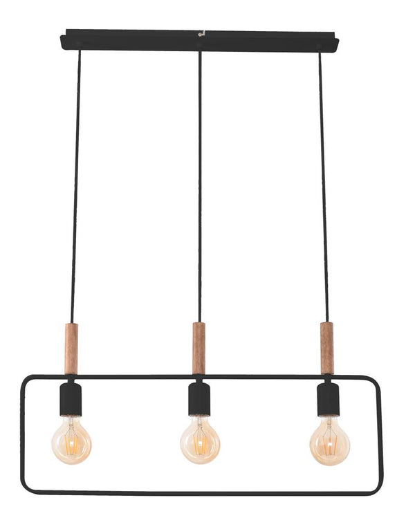Suspension Frame 3 lumières noire, bois (réf. 33-73525)