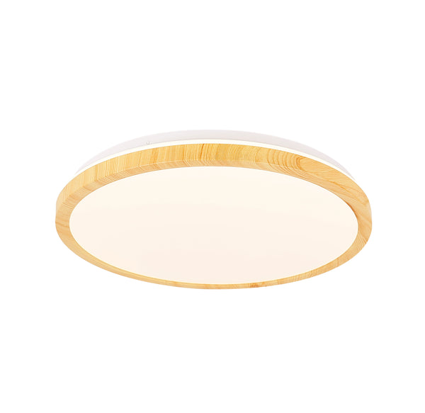 Plafonnier LED Gandava blanc et bois, L 38 cm
