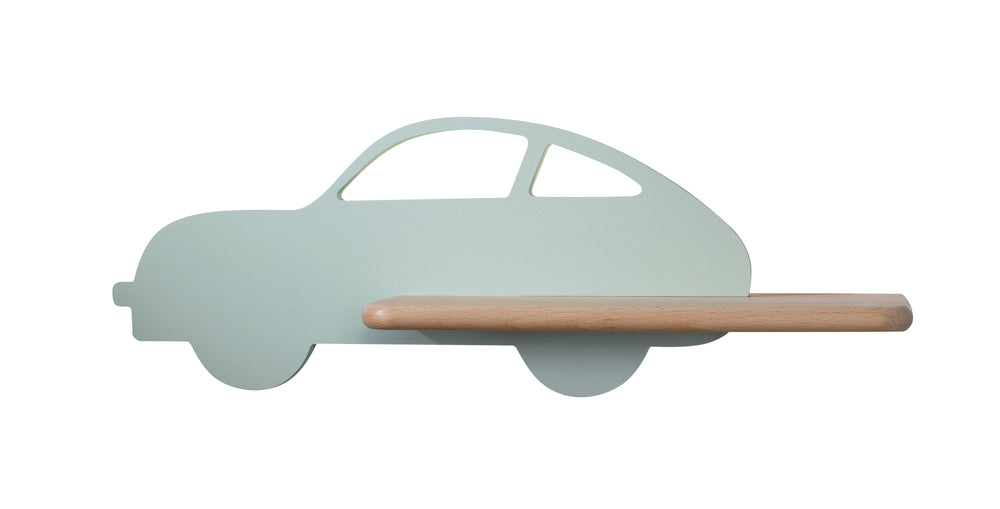 Applique murale LED Car pour chambre d'enfant verte, bois