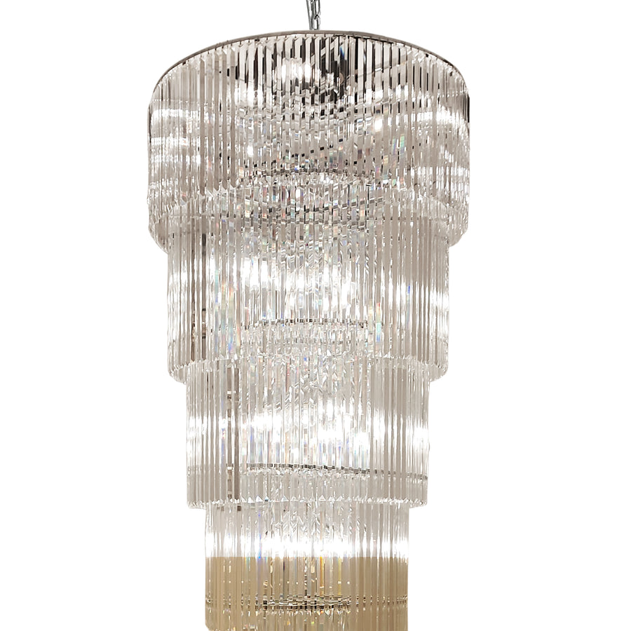 Suspension Luxe chromée, verre, L 100 cm