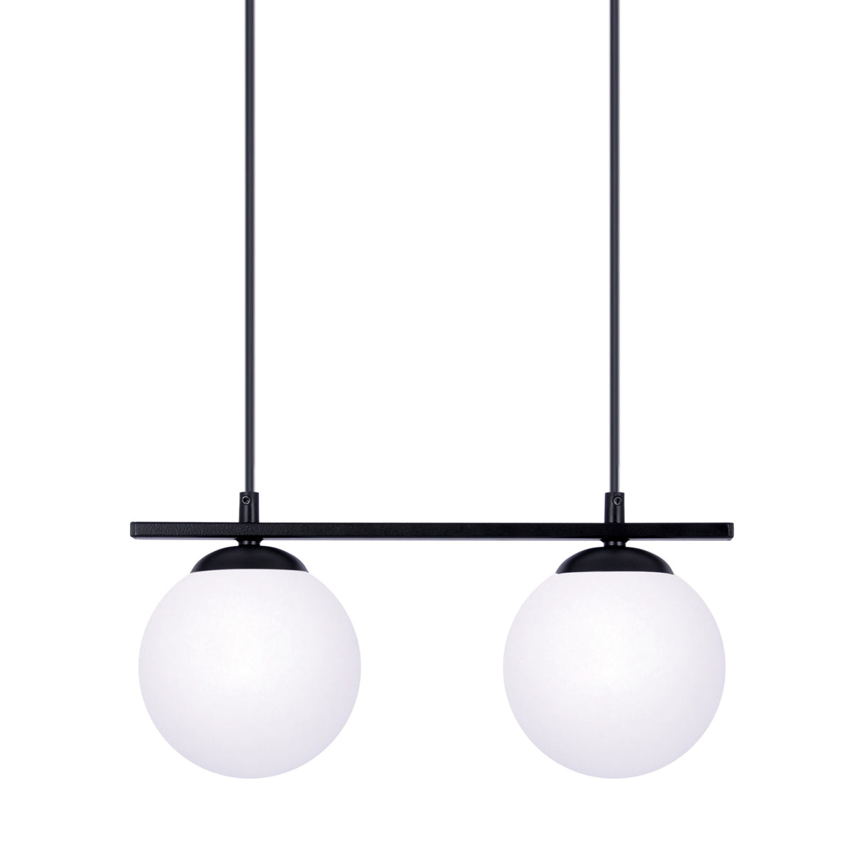 Suspension Globe 2 lumières noire, verre