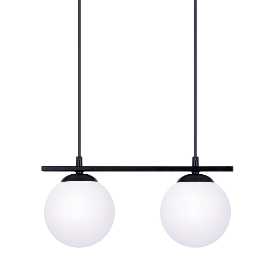 Suspension Globe 2 lumières noire, verre