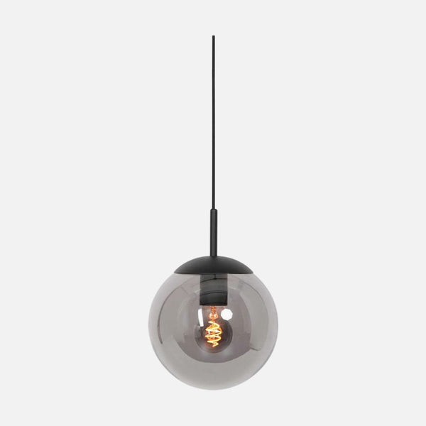 Smoked glass black globe pendant light Ø 12 cm, adjustable height, for entryway and bar | Bollique