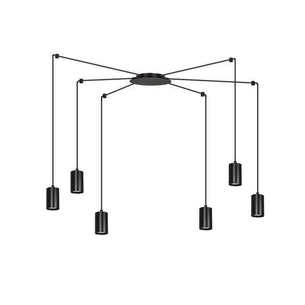 Traker 6-light black pendant light