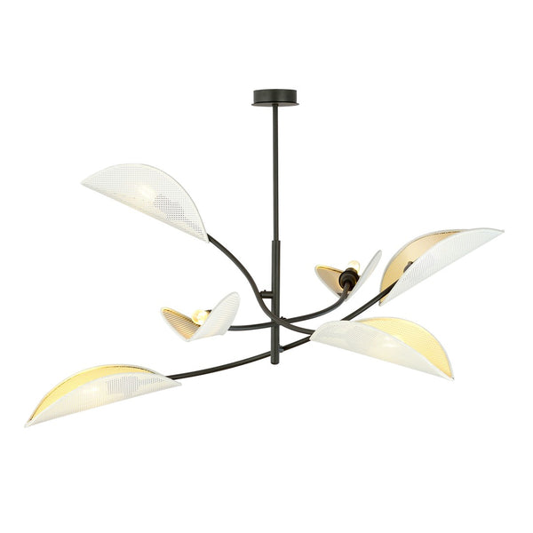 Lotus 6-light ceiling light, white and gold