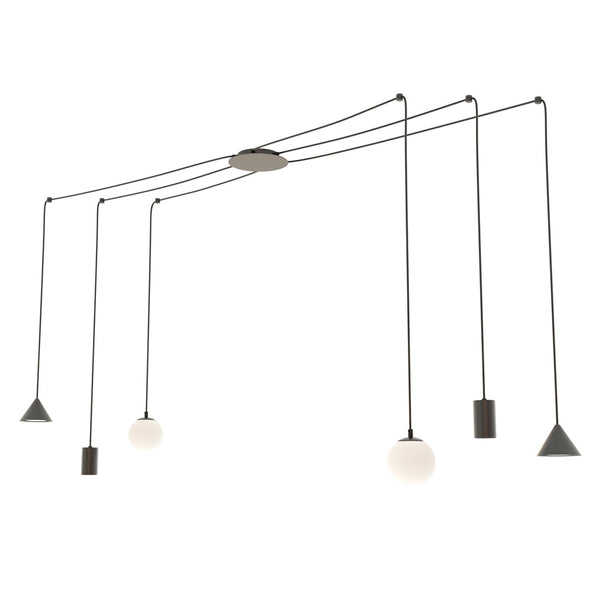 Fuji 6-light black pendant lamp