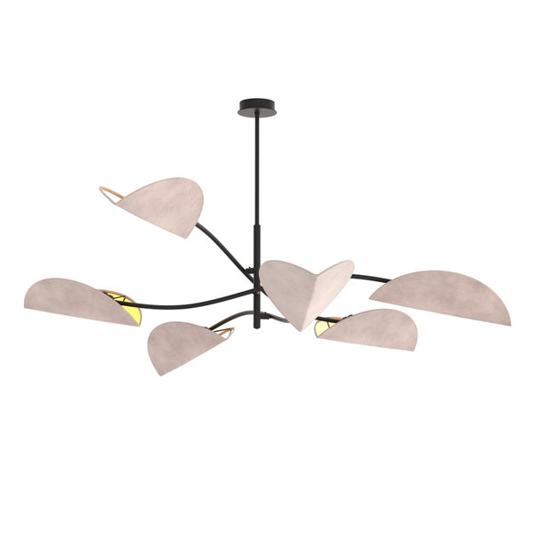 Lotus 6-light pendant lamp, black and grey